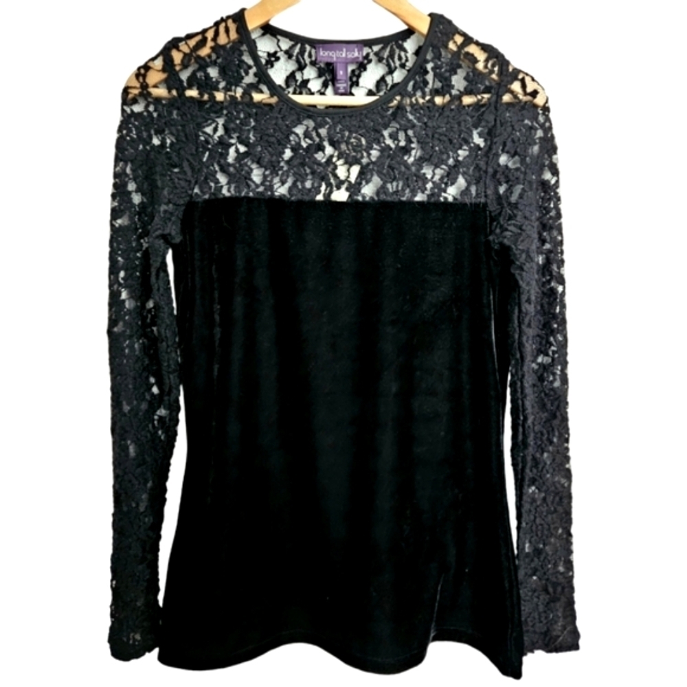 Long Tall Sally lace velvet stretch top